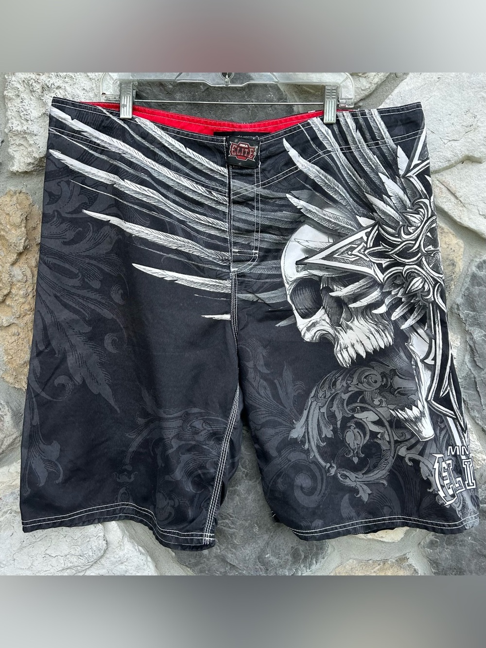 MMA Elite Board Shorts Trunks Size XL Skulls Fighter Grunge Tattoo Training Y2K